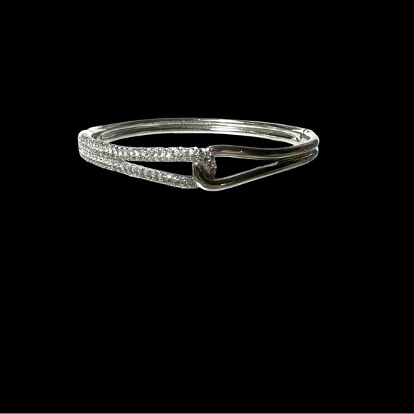 Kate Spade NY Get Connected Bangle Bracelet Silver Color Metal Pave Rhinestone - Picture 2 of 16